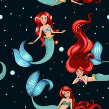 Load image into Gallery viewer, Mermaids on Black Fabric Nurse Medical Scrub Top Unisex Style for Men & Women