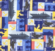 Load image into Gallery viewer, Patriotic Military US Navy Honor Courage Commitment Fabric Nurse Medical Scrub Top Unisex Style for Men & Women