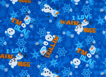 Load image into Gallery viewer, Frozen OLAF Winter I Love Warms Hugs Blue Fabric Stethoscope sock cover for Medical Professionals