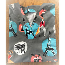 Load image into Gallery viewer, Paris Medical Scrub Top Americans in Paris Eiffel Tower Le Moulin Blute-Fin Windmill Unisex Style for Men & Women