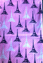 Load image into Gallery viewer, Paris Eiffel Tower Travels Black White on Pink Fabric Unisex Medical Surgical Scrub Caps Men & Women Tie Back and Bouffant Hat Styles