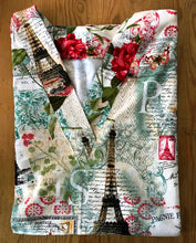 Load image into Gallery viewer, Paris France Eiffel Tower Medical Scrub Top Travels Roses Unisex Style for Men & Women