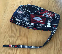 Load image into Gallery viewer, NEW ENGLAND PATRIOTS BLUE FOOTBALL Unisex Medical Surgical Scrub Caps Men & Women Tie Back and Bouffant Hat Styles