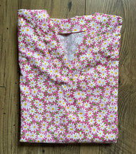 Load image into Gallery viewer, Floral Medical Scrub Top Pink Daisies Packed Flowers Unisex Style for Men & Women