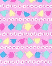 Load image into Gallery viewer, Tea Party Tea Pot Tea Cups Stripe Flowers Nurse Medical Scrub Top Unisex Style for Men & Women