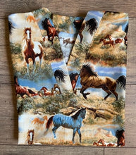 Load image into Gallery viewer, Horses Medical Scrub Top in the Prairie Unisex Relax Style Shirt for Men & Women