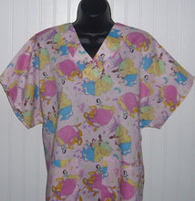 Load image into Gallery viewer, Princess Medical Scrub Top Belle Cinderella Tiana Aurora Sleeping Beauty Rapunzel Snow Unisex Style for Men & Women