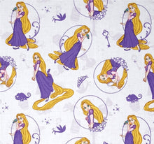 Load image into Gallery viewer, Tangled Rapunzel Key White Fabric Unisex Medical Surgical Scrub Caps Men & Women Tie Back and Bouffant Hat Styles