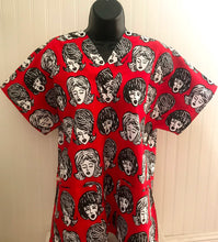 Load image into Gallery viewer, Retro Medical Scrub Top Women with Bouffant Hair in a Row Hair Dresser Cosmetology Unisex Style for Men & Women