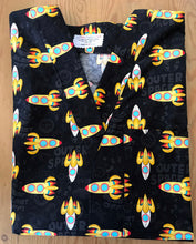 Load image into Gallery viewer, Space Rocket Medical Scrub Top Banana Rocket in Space Unisex Style for Men & Women