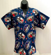 Load image into Gallery viewer, Patriotic Medical Scrub Top American USA Guardian of Freedom Let Freedom Ring Unisex Style for Men & Women