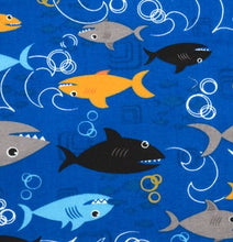 Load image into Gallery viewer, Ocean Sea Mammals Sharks & Fish Blue Nurse Medical Scrub Top Unisex Style for Men & Women