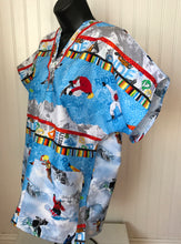 Load image into Gallery viewer, Snowboarders 2 tone fabric Medical Scrub Top Unisex Style for Men & Women