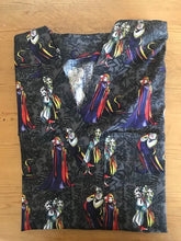 Load image into Gallery viewer, Villains Medical Scrub Top Bright Sketched-Evil Witch-Cruella DeVil-Ursula Unisex Style for Men & Women