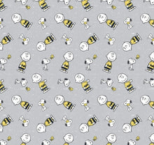 Load image into Gallery viewer, Peanuts Characters Snoopy Woodstock Charlie Brown Gray Fabric Unisex Medical Surgical Scrub Caps Men & Women Tie Back and Bouffant Hat Styles