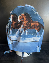 Load image into Gallery viewer, Wild Horses in the Snow Scenes Fabric Unisex Medical Surgical Scrub Caps Men & Women Tie Back and Bouffant Hat Styles