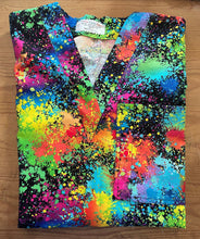 Load image into Gallery viewer, Neon Splatter Art Nurse Medical Scrub Top Unisex Style for Men & Women