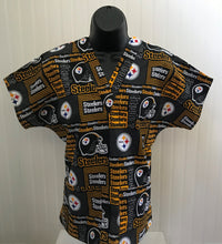 Load image into Gallery viewer, Football Steelers Medical Scrub Top Unisex Relaxed Fit Men's Scrub Top Women's Scrub Top