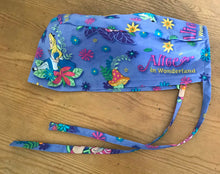 Load image into Gallery viewer, Alice in Wonderland Purple Fabric Unisex Medical Surgical Scrub Caps Men & Women Tie Back and Bouffant Hat Styles