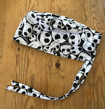 Load image into Gallery viewer, Nightmare Before Christmas Jack Skellington Faces Fabric Unisex Medical Surgical Scrub Caps Men & Women Tie Back and Bouffant Hat Styles