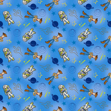 Load image into Gallery viewer, Toy Story Sheriff Woody & Buzz Lightyear Space Ranger Blue Fabric Nurse Medical Scrub Top Unisex Style for Men & Women *Last One