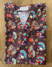 Load image into Gallery viewer, Thanksgiving Medical Scrub Top Turkey Pilgrims Unisex Style for Men & Women