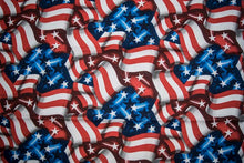 Load image into Gallery viewer, Patriotic American USA Waving Flags Stars & Stripes Red White Blue Fabric Unisex Medical Surgical Scrub Caps Men & Women Tie Back and Bouffant Hat Styles