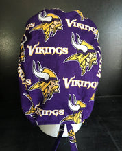 Load image into Gallery viewer, MINNESOTA VIKINGS FOOTBALL Unisex Medical Surgical Scrub Caps Men & Women Tie Back and Bouffant Hat Styles