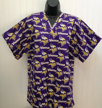 Load image into Gallery viewer, Football Minnesota Vikings Medical Scrub Top Unisex Relaxed Fit Men's Scrub Top Women's Scrub Top