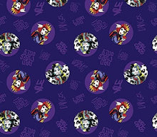 Load image into Gallery viewer, Villains Evil Witch Cruella De Vil Bad Vibes Purple Fabric Unisex Medical Surgical Scrub Caps Men & Women Tie Back and Bouffant Hat Styles