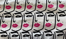 Load image into Gallery viewer, Vogue Retro Ladies Pink Lips in a Row on White Fabric Hairdresser Cosmetology Nurse Medical Profession Scrub Shirt Unisex Style for Men & Women