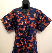 Load image into Gallery viewer, Dachshund Medical Scrub Top Brown & Black Weiner Dogs Veterinary Tech Unisex Style for Men & Women