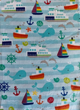 Load image into Gallery viewer, Nautical Life Dolphins Whales Sailboats Anchor Unisex Medical Surgical Scrub Caps Men & Women Tie Back and Bouffant Hat Styles