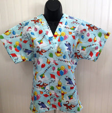 Load image into Gallery viewer, Winnie the Pooh Medical Scrub Top Flying Kites & Balloons Unisex Style Shirt for Men & Women