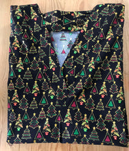 Load image into Gallery viewer, Christmas Medical Scrub Top Christmas Tree Metallic Glitter Unisex Style for Men & Women