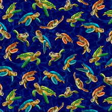 Load image into Gallery viewer, Nautical Medical Scrub Top SEA TURTLES DEEP BLUE WATER Unisex Style for Men &amp; Women
