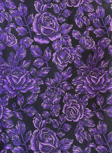 Black with Bright Purple Floral Flowers Medical Scrub Top Unisex Style for Men & Women 1 AVAILABLE