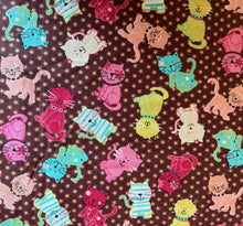 Load image into Gallery viewer, Colorful cats on brown Fabric Stethoscope cover for Medical Professionals 
