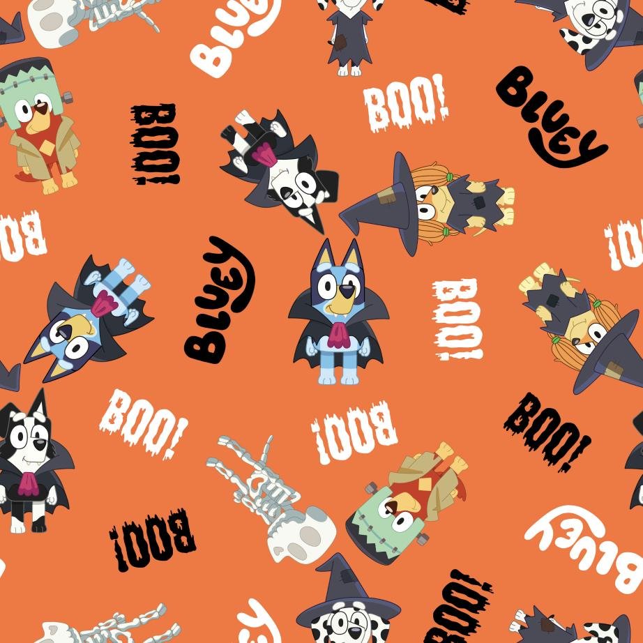 HALLOWEEN BOO! BLUEY & BINGO Cartoon Medical Scrub Top Unisex Style for Men & Women