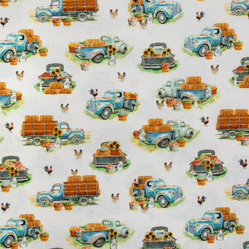 Country Farm Blue Trucks Sunflowers Rooster Medical Scrub Top Unisex Style for Men & Women