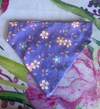 Load image into Gallery viewer, PURPLE FLORAL FLOWERS Cat and Dogs Bandana Easy Slide over collar
