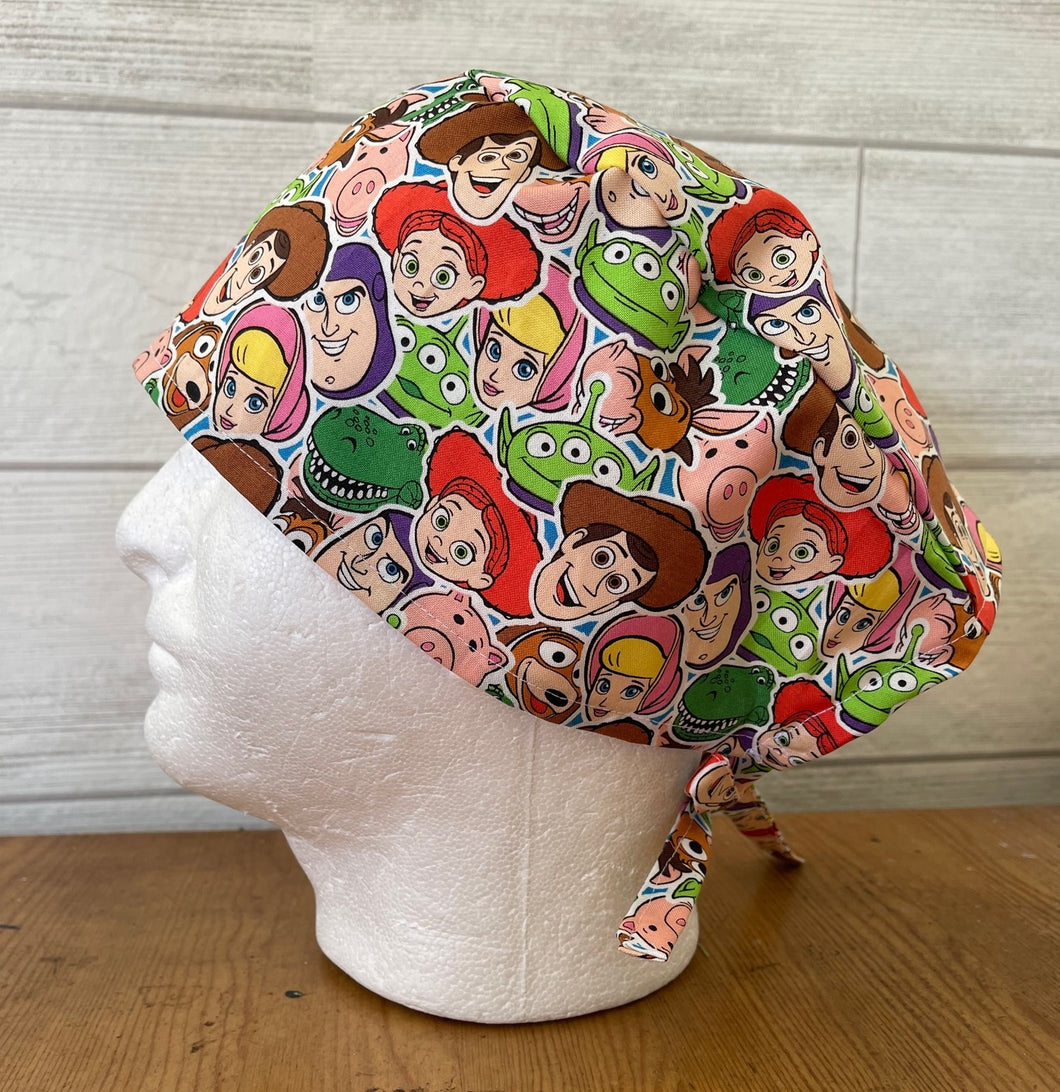 Toy Story Characters Packed Fabric Unisex Medical Surgical Scrub Caps Men & Women Tie Back and Bouffant Hat Styles