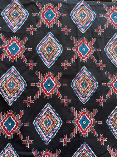 Black Southwestern Abstract Indian Geometric Print Medical Scrub Top Unisex Style for Men & Women 1 AVAILABLE