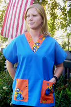 Load image into Gallery viewer, Size Medium Solid Royal Blue with Orange Minions Pockets and Collar band Unisex Style Shirt for Men &amp; Women *IN STOCK *READY TO SHIP

