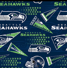 Load image into Gallery viewer, SEATTLE SEAHAWKS FOOTBALL inspired fabric Cat and Dogs Bandana Easy Slide over collar
