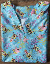 Load image into Gallery viewer, Sponge Bob Square Pants and Friends Cartoon inspired Medical Scrub Top Unisex Style for Men &amp; Women
