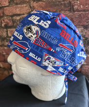 Load image into Gallery viewer, BUFFALO BILLS FOOTBALL BLUE PENNANTS Unisex Medical Surgical Scrub Caps Men &amp; Women Tie Back and Bouffant Hat Styles
