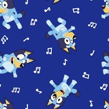 BLUEY Cartoon Inspired Dancing Musical Notes Blue Medical Scrub Top Unisex Style for Men & Women