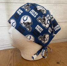 Load image into Gallery viewer, INDIANAPOLIS COLTS FOOTBALL Unisex Medical Surgical Scrub Caps Men &amp; Women Tie Back and Bouffant Hat Styles
