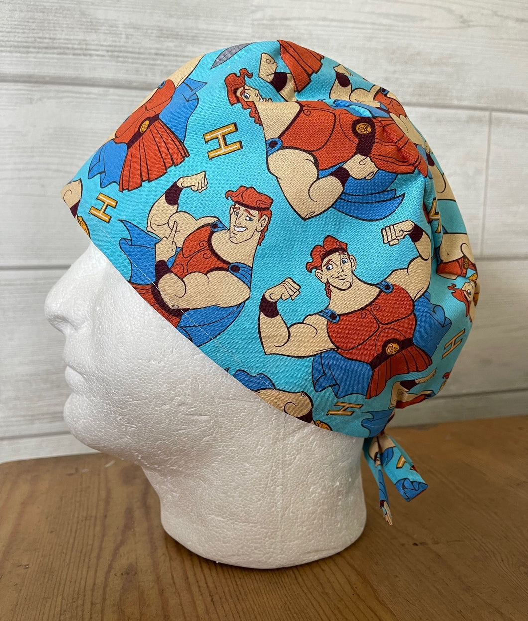 Hercules Greek God Unisex Medical Surgical Scrub Caps Men & Women Tie Back and Bouffant Hat Styles